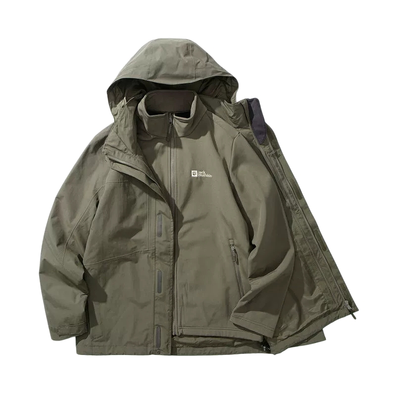 JackWolfskin狼爪冲锋衣男秋冬户外软壳内胆三合一外套 5122271