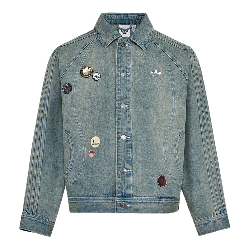 阿迪达斯三叶草情人节款休闲棉质牛仔运动夹克2026春男外套KT6