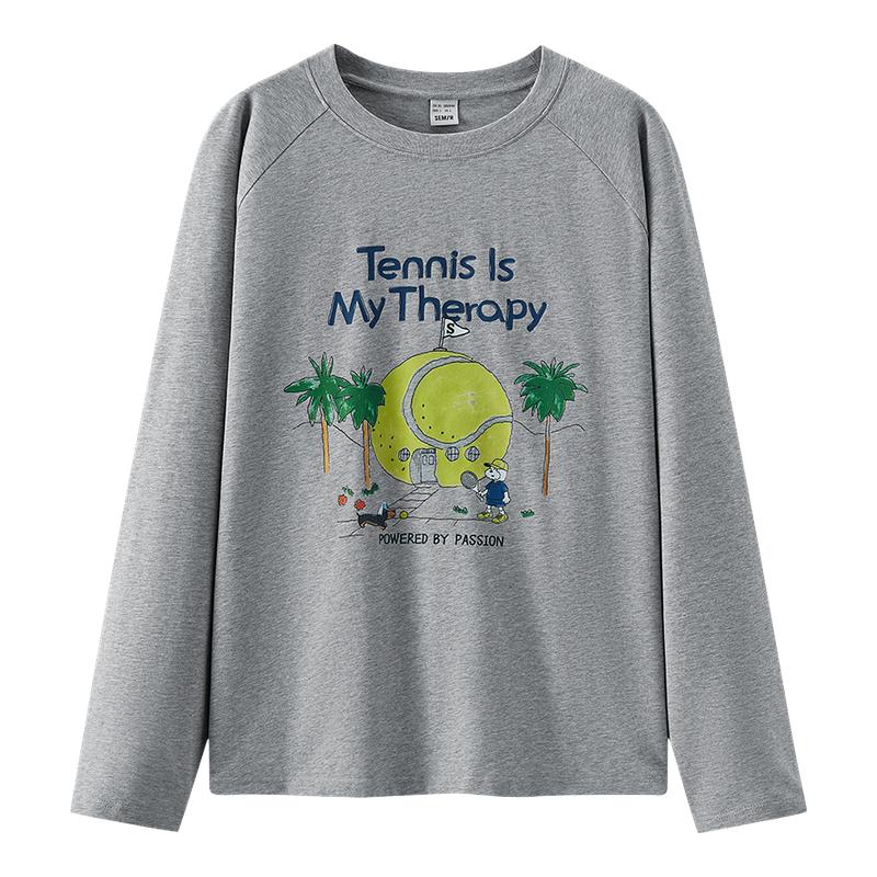 森马长袖T恤男春季卡通印花圆领情侣装2026新款运动元素涂鸦上衣