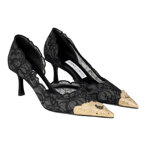 [双11抢先购限时满减]JIMMY CHOO/FAIZ PUMP 女 金属饰蕾丝高跟鞋