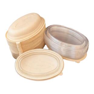 一次性淀粉基直边椭圆碗意面碗加厚外卖包装餐盒可降解便装包装盒