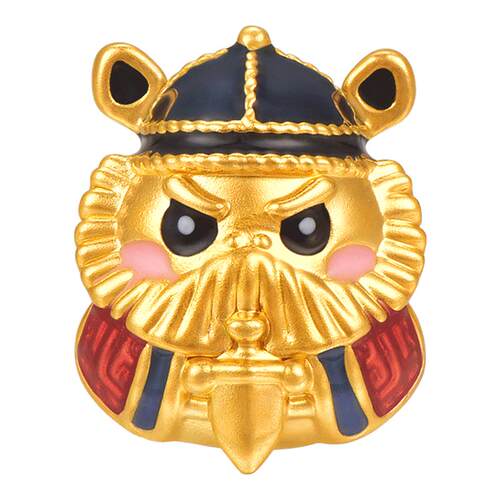 明牌珠宝黄金欢喜小神祇串珠 硬金Q萌吉祥物转运珠手链AFP0999