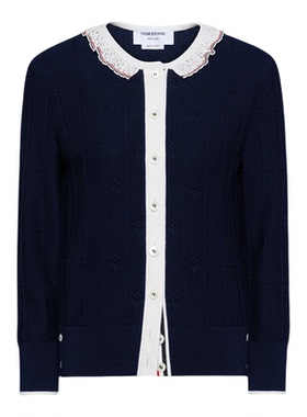 [12期免息][冬季新品]THOM BROWNE 2026新品女士羊毛蕾丝饰边开衫