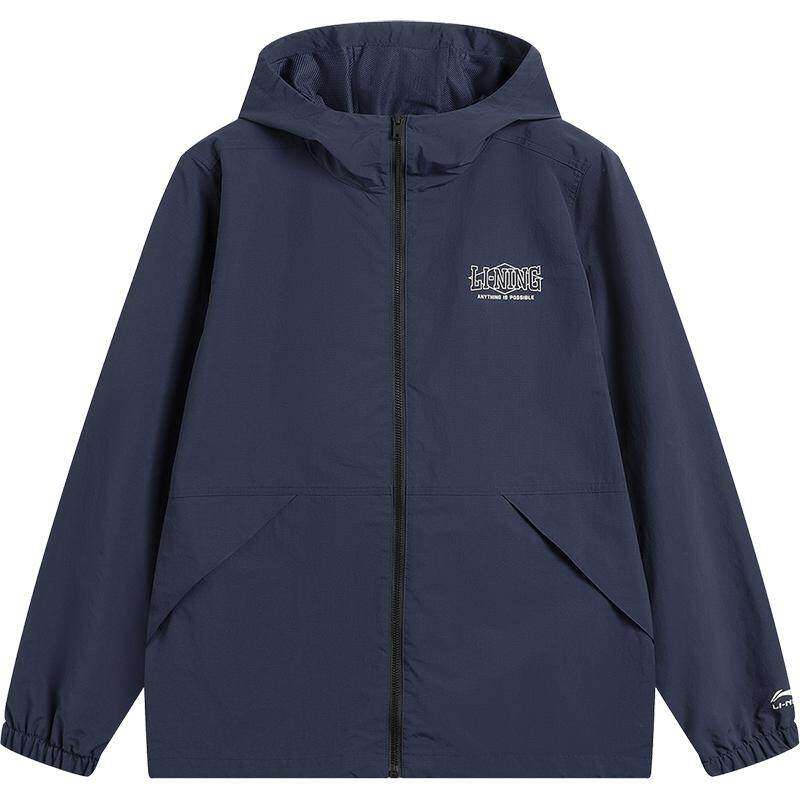 李宁外套男女秋冬新款复古夹克轻薄连帽上衣印花潮流宽松运动风衣