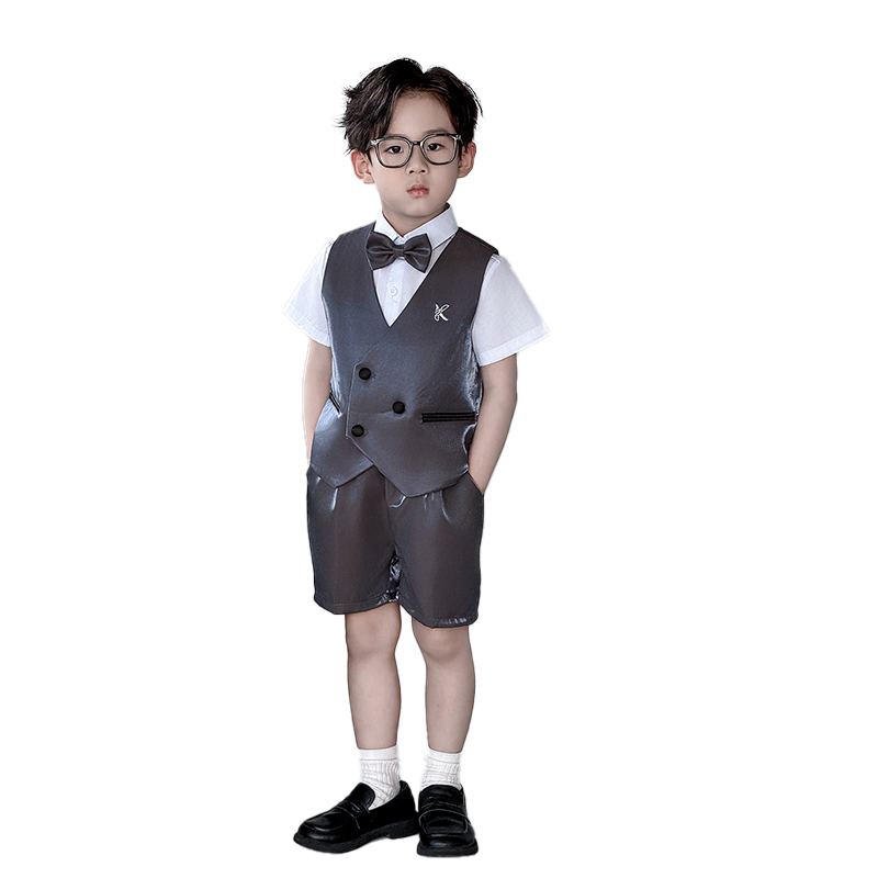 男童礼服2025夏季新款儿童高端花童小主持人西服英伦风钢琴演出服
