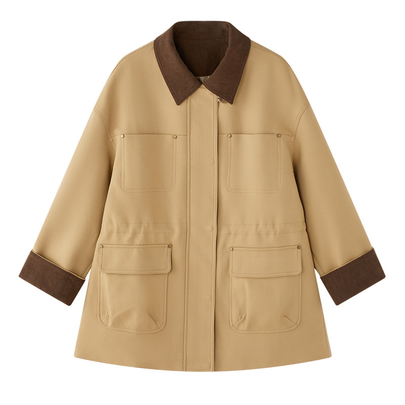 CLOUDSPACE【秋日来信】复古撞色拼接领风衣宽松工装春秋外