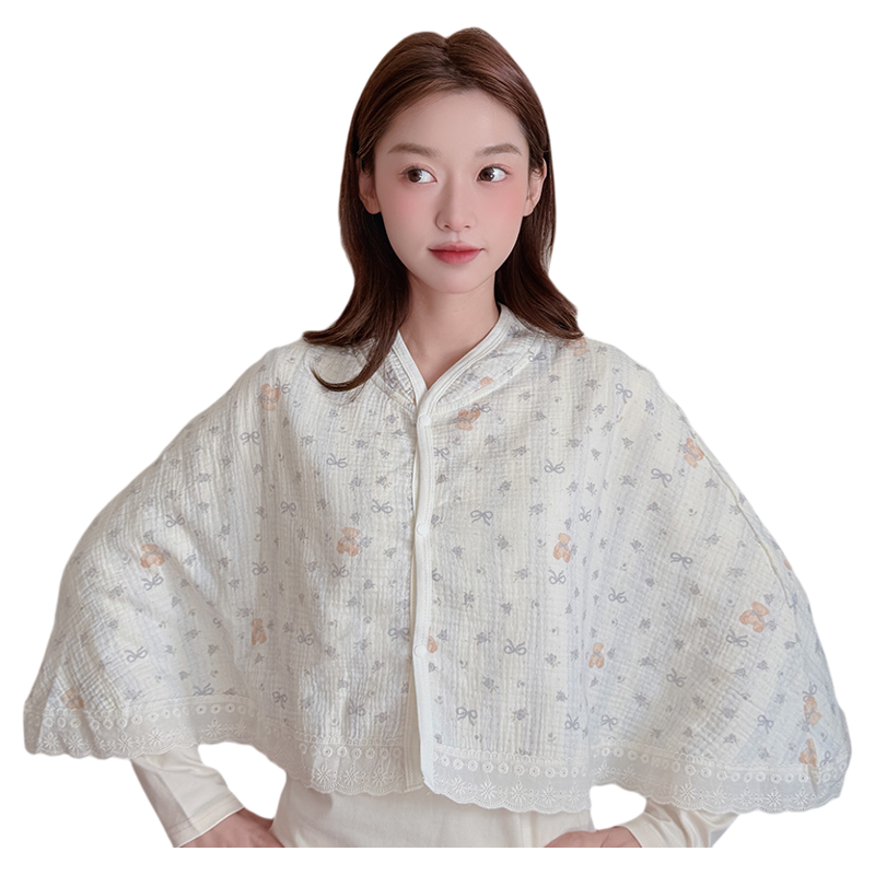婧麒纯棉坐月子披肩护肩坎肩孕妇夏季薄款产后纱布喂奶空调房肩膀