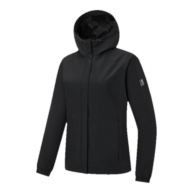 特步外套女款2026春季新款连帽开衫户外运动双层风衣975128160057