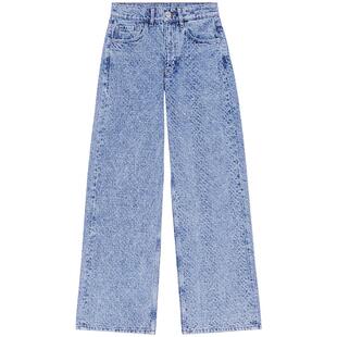 法式 女装 时尚 棉质丹宁蓝色高腰阔腿长款 Maje2025秋季 牛仔裤 新款
