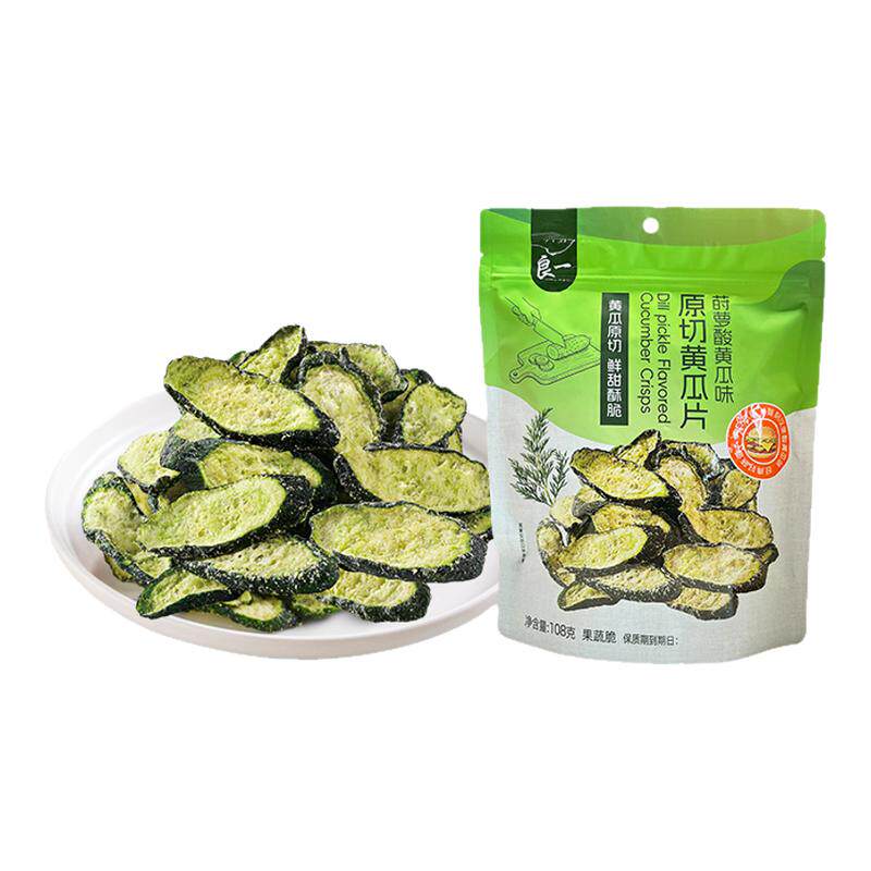良一酸黄瓜片原切黄瓜片干莳萝酸黄瓜味108g果蔬脆小零食袋装