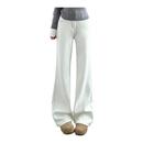 子 高腰小个子不贴腿喇叭裤 拉夏贝尔白色加绒微喇牛仔裤 女秋冬新款