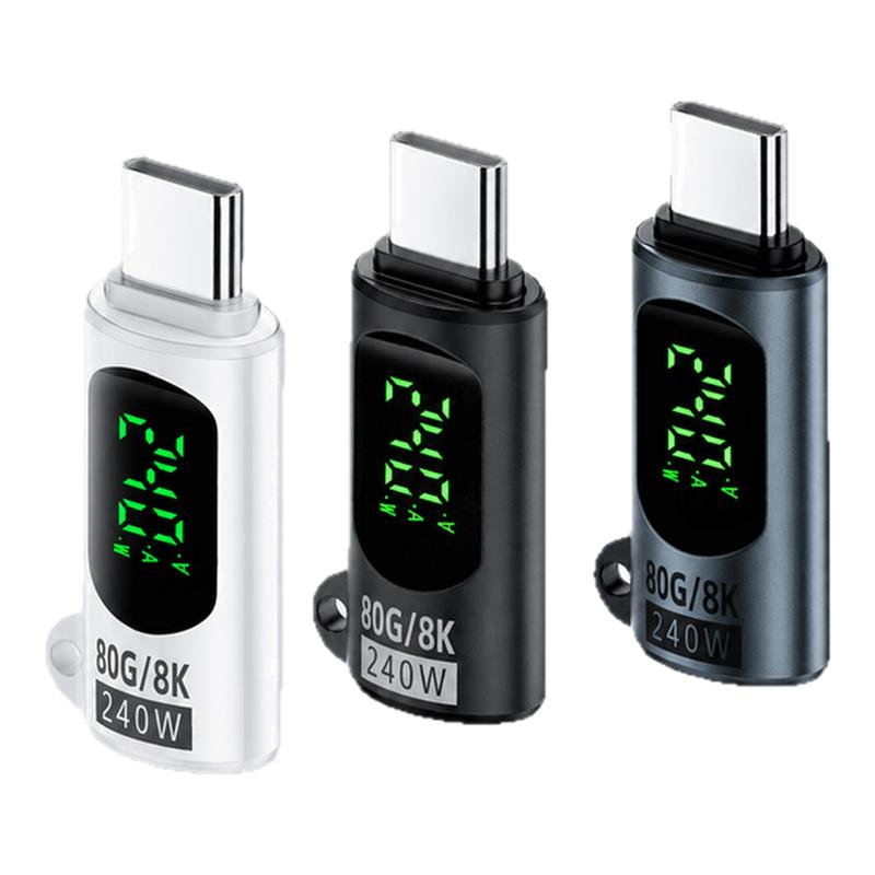 typec转接头数显电流电压功率usb4.0全功能转接器PD240w适用苹果iphone15华为雷电3/4平板手机检测充电线40G