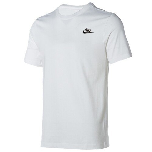 NIKE耐克短袖男夏季新款棉质刺绣运动T恤圆领白色半袖AR4999-101