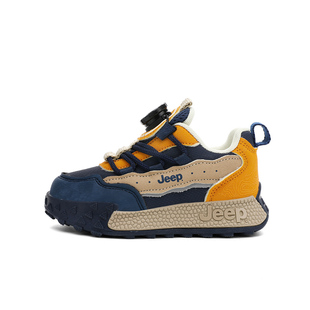 Jeep童鞋男童运动鞋跑步鞋新款秋冬二棉网面透气旋纽扣儿童德训鞋