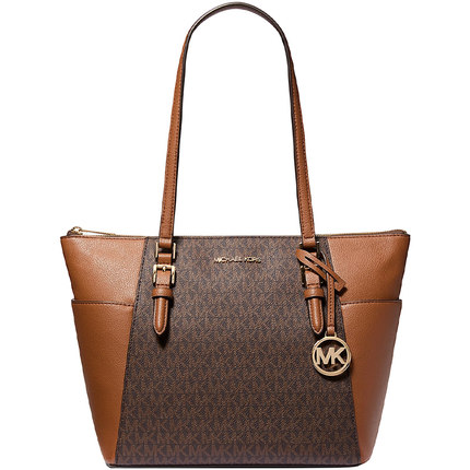 【圣诞礼物】Michael Kors/MK女士老花拼色托特包Tote包单肩手提
