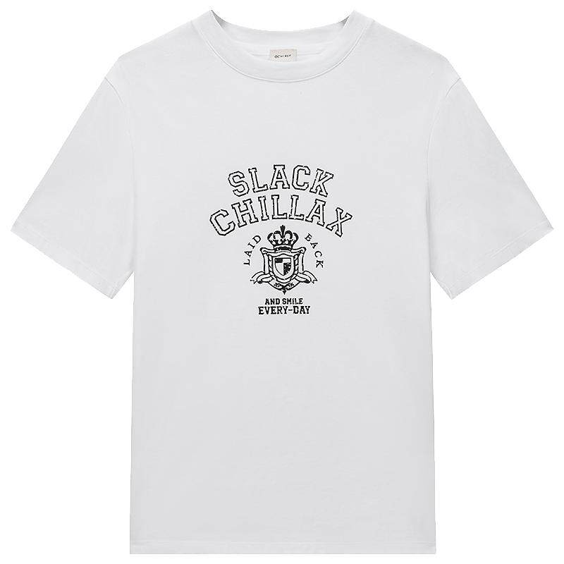 OCHIRLY欧时力  纯棉怀旧风印花短袖t恤上衣宽松流行女春夏