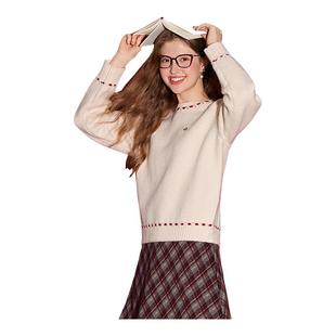 独特好看针织衫 betu百图洋气减龄明线圆领毛衣女2025年冬季 新款
