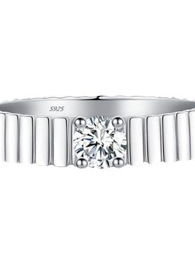 MODIAN摩典莫桑钻S925纯银中性复古戒指女欧美流行通勤chic风指环