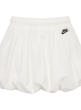 Nike耐克女短裙宽松泡泡裙白色半身裙内衬防走光花苞裙IQ0062-133