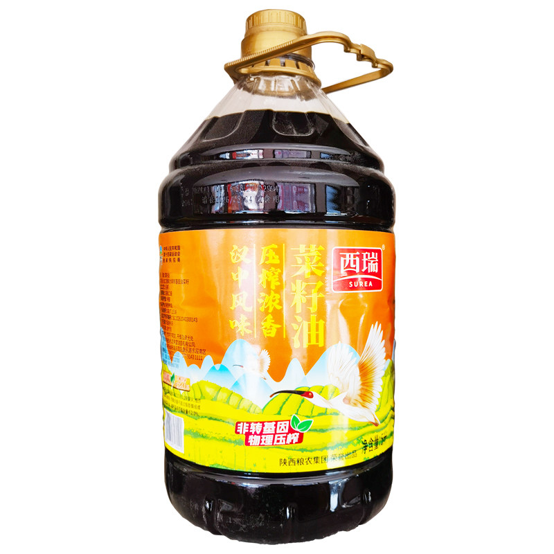 菜籽油陕西粮农汉中风味原水鸭菜油5L家用压榨浓香二级农家食用油