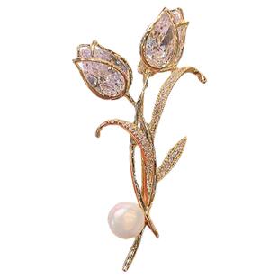 西装 胸花气质大衣别针配饰 高级新款 奢华高档郁金香胸针女精致时尚