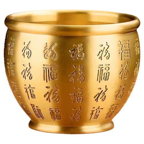 黄铜百福缸米缸聚宝盆摆件铜制