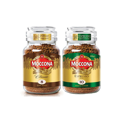 Moccona摩可纳5/8/10号中深度烘焙100g/瓶纯黑咖啡粉无蔗糖美式