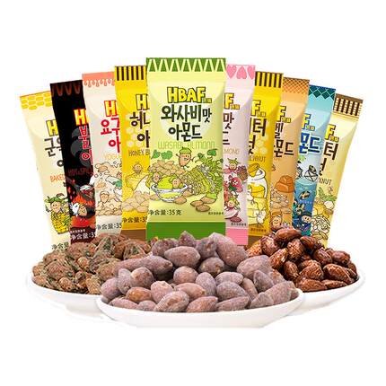 韩国HBAF芭蜂蜂蜜黄油扁桃仁5袋原汤姆农场杏仁味坚干果进口零食