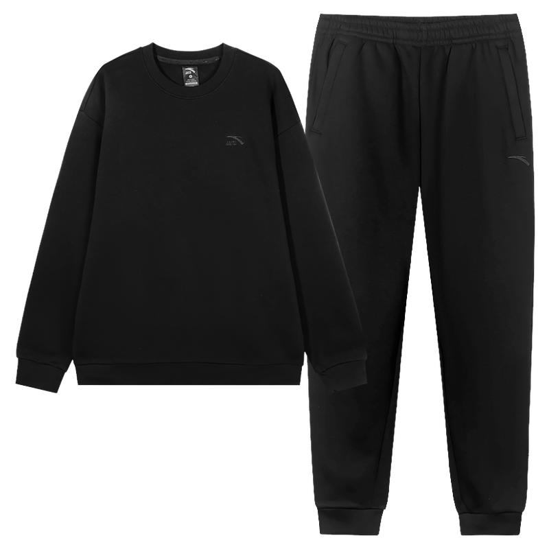 安踏休闲套装男2025秋冬季加绒保暖卫衣卫裤青少年潮流宽松运动服