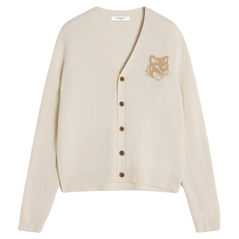 经典狐狸头复古嵌花羊毛针织开衫