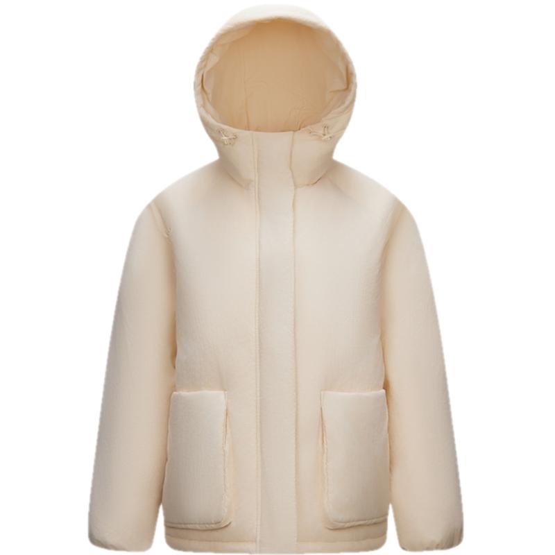 森马羽绒服女质感纯色简约保暖冬季2024新款oversize连帽外套休闲