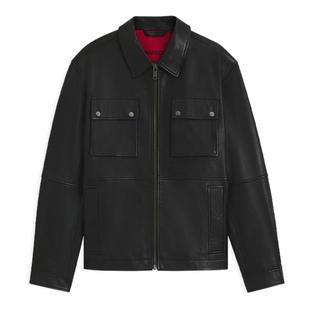 男士 HUGO雨果 25年冬季 新款 型皮夹克 翻盖口袋常规版 羊皮革
