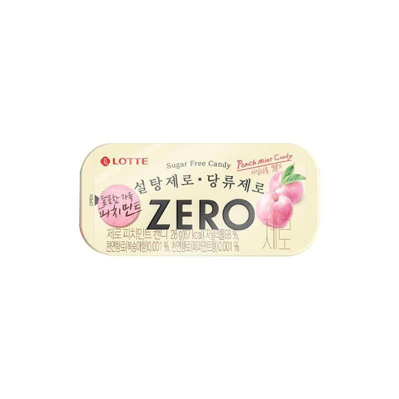韩国进口乐天zero无糖桃子味薄荷糖柠檬味清口零糖糖果硬糖旗舰店