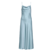 蓝色缎面吊带连衣裙法式 DPLAY 高光缪斯系列 海边度假长裙女