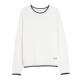简约休闲撞色针织衫 ELLE白色圆领毛衣女2025冬新款 100%绵羊毛