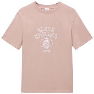 OCHIRLY欧时力 t恤上衣宽松流行女春夏 纯棉怀旧风印花短袖