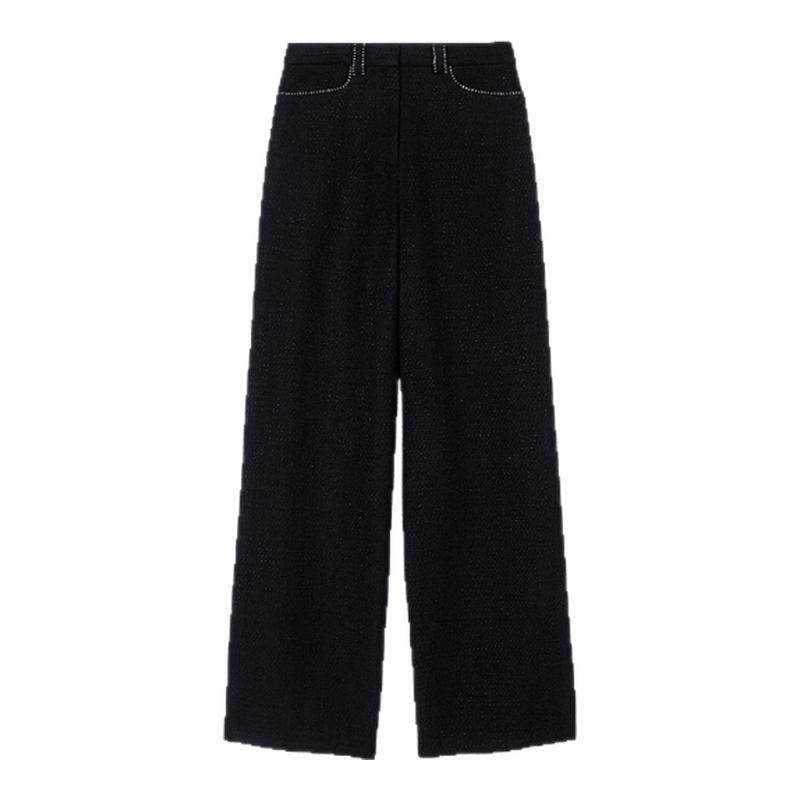 质感舒适花呢面料 高腰阔腿宽松版型