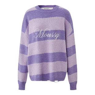 日系少年感LOGO套头针织毛衣女028HAZ70 新品 0681 秋季 MOUSSY