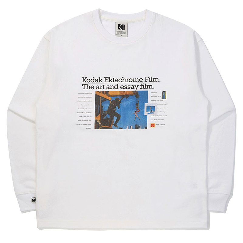 Kodak柯达宽松圆领长袖针织T恤