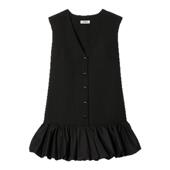 末6折SANDRO2025秋冬新款 女装 法式 季 黑色V领竖排扣无袖 花苞连衣裙