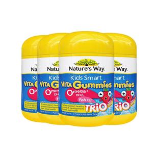 Way佳思敏儿童三色复合维生素DHA鱼油软糖 Nature 4瓶 自营
