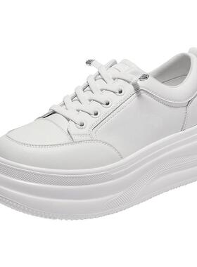 百丽厚底增高小白鞋女春新款商场同款免系带百搭休闲鞋E3P1DCM5