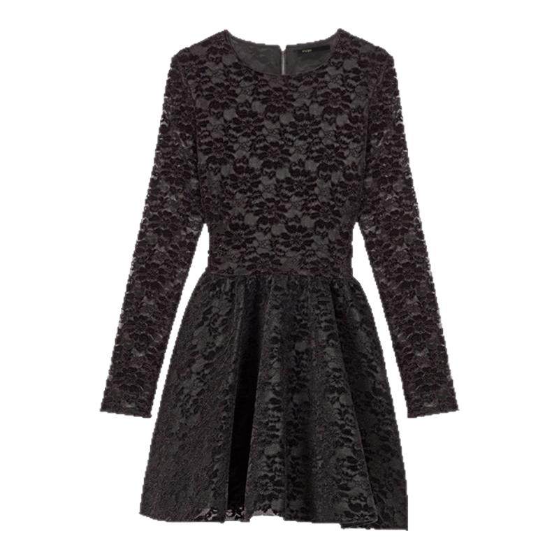 Maje2025秋季新款女装法式气质黑色镂空印花刺绣圆领短款溜冰裙,女装/女士精品,连衣裙,淘宝优惠券,粉丝福利购,淘宝优惠卷