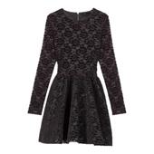 新款 女装 法式 Maje2025秋季 气质黑色镂空印花刺绣圆领短款 溜冰裙