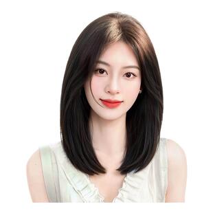 八字刘海递针假发女片头顶遮白发全真发自然蓬松高颅顶无痕补发片