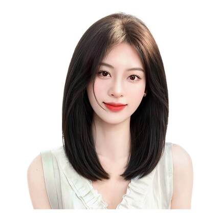 八字刘海递针假发女片头顶遮白发全真发自然蓬松高颅顶无痕补发片