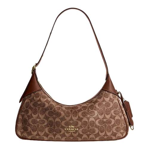 COACH/蔻驰女士 ELLA 35 奥莱款牛皮革纯色单肩手提包半月包CDV37