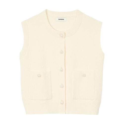 SANDRO女装优雅纯色无袖针织开衫