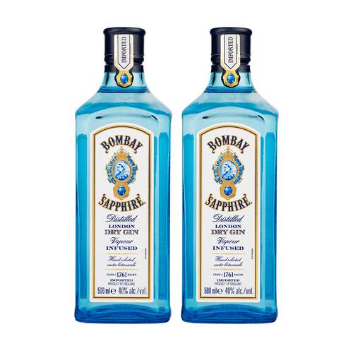 孟买蓝宝石金酒bombay金汤力Gin调酒杜松子酒基酒500ml洋酒2瓶 - 封面