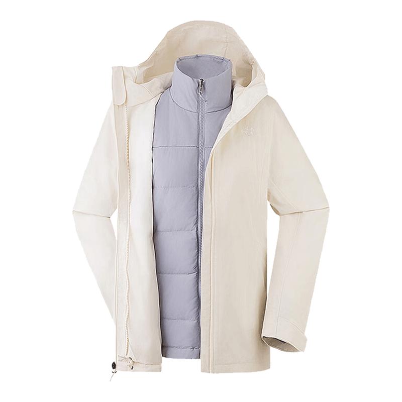 北面女防水防风羽绒三合一冲锋衣